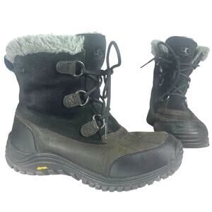 UGG Ostrander Black Leather Waterproof Snow Boots Women’s Size 9 Great Condition